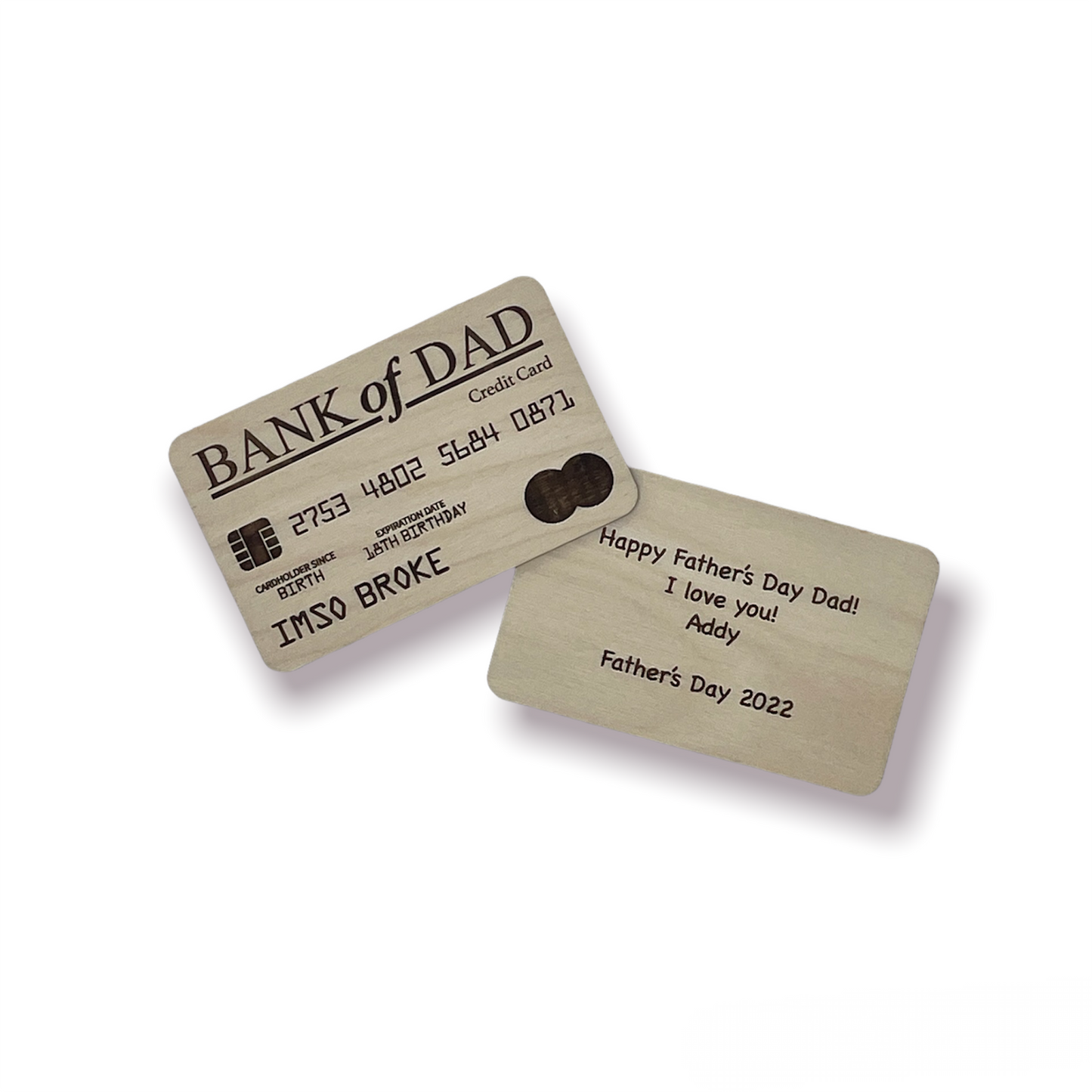 "Bank of Dad" Wood or Acrylic Bank Card