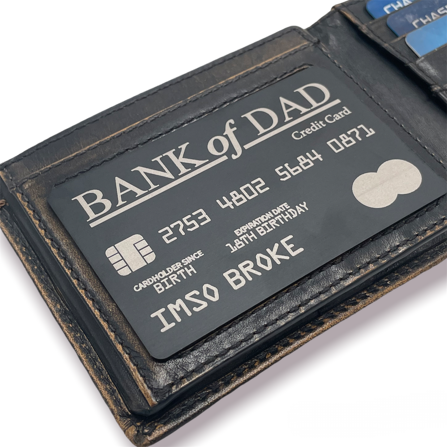 Aluminum "Bank of Dad" Wallet Size Personalized Credit Card