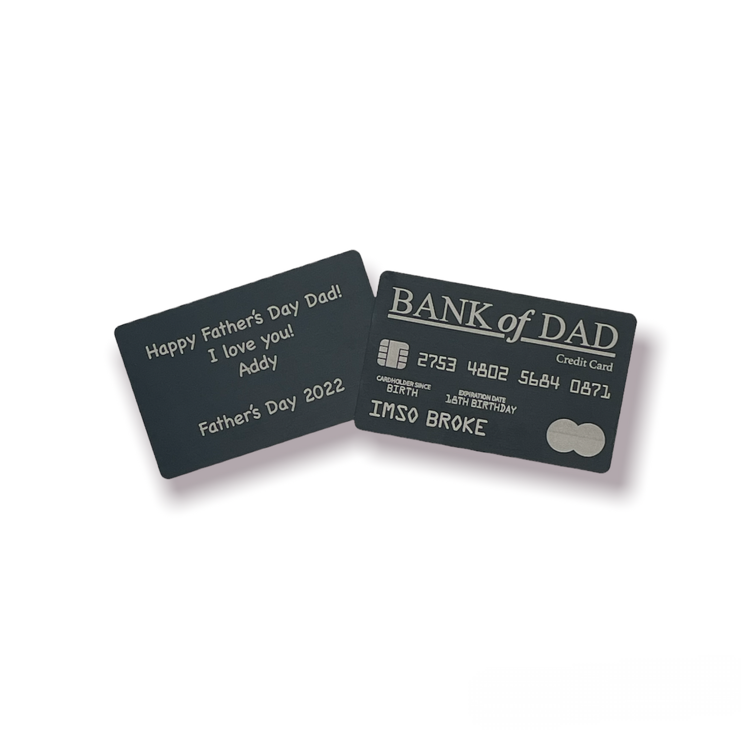 Aluminum "Bank of Dad" Wallet Size Personalized Credit Card